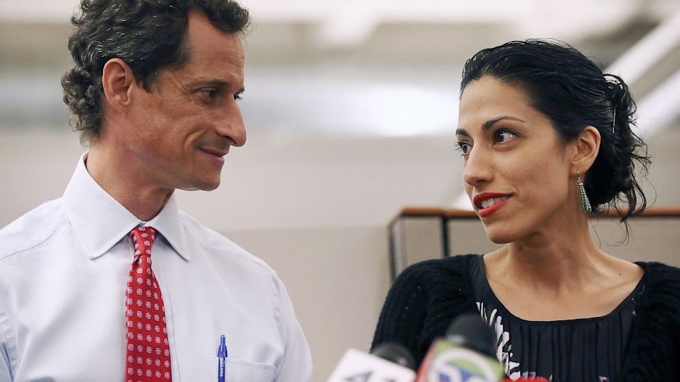 Huma Abedin speaks at a news conference, alongside her husband, New York mayoral candidate Anthony Weiner, at the Gay Men's Health Crisis headquarters, July 23, 2013, in New York.