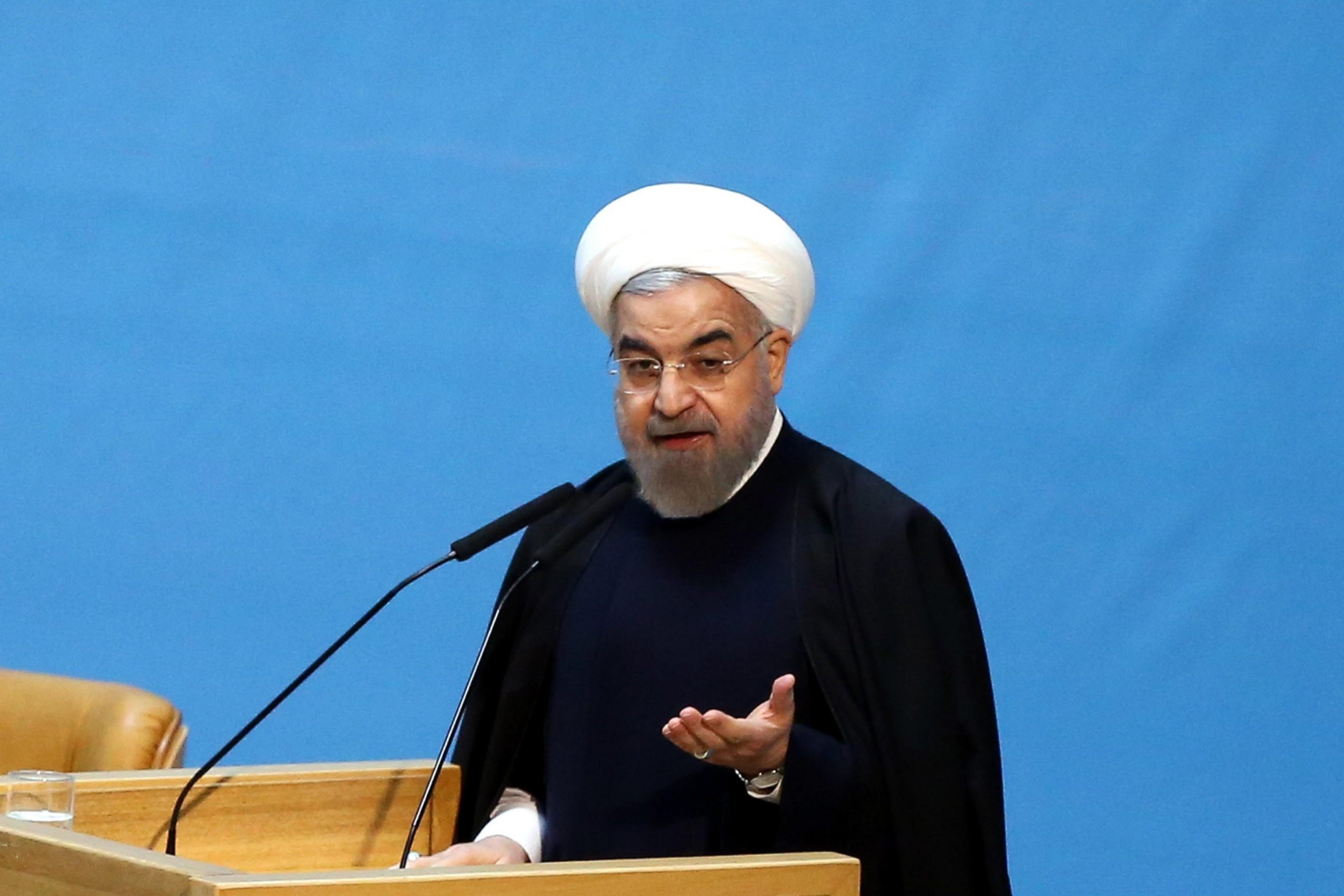 PHOTO: Iranian President Hassan Rouhani speaks during the opening ceremony of Iran's national economy conference in Tehran on Jan. 4, 2015.