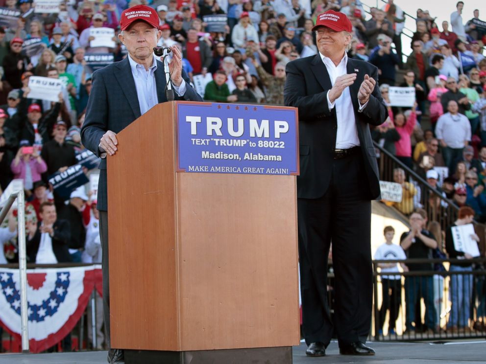 PHOTO: Senator Jeff Sessions endorses Donald Trump on February 28, 2016 in Madison, Alabama.