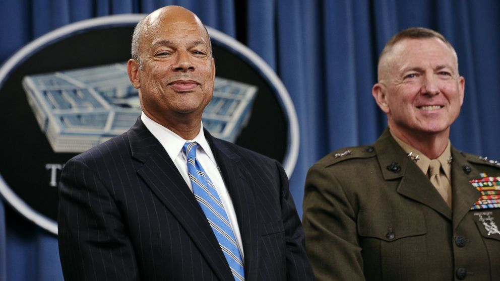 Department of Defense General Counsel Jeh Johnson, left, and Maj. Gen. Steven Hummer, Chief of Staff, Repeal Implementation Team, smile during a press conference at the Pentagon in Washington, in this July 22, 2011 photo.