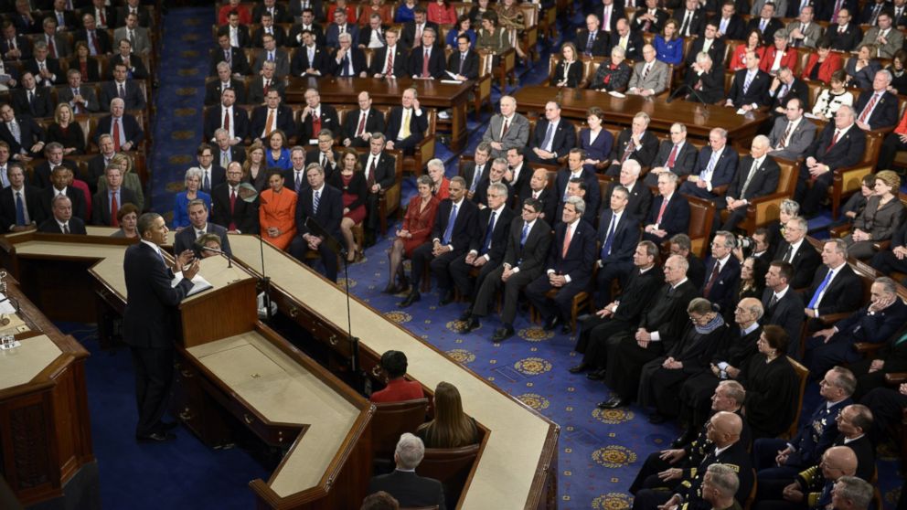 President Barack Obama delivers the State of the Union address before a joint session of Congress on Jan. 28, 2014, at the US Capitol in Washington.