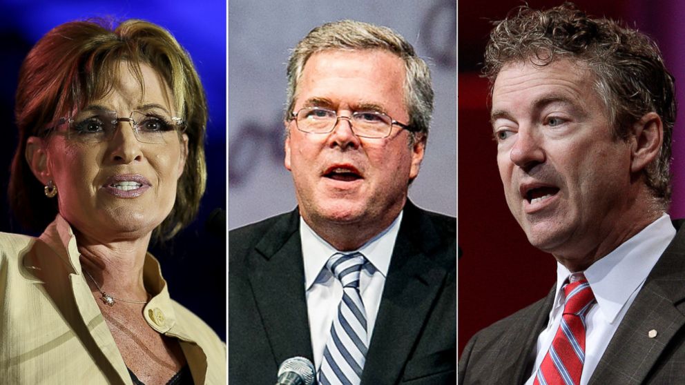 Sarah Palin, Jeb Bush, and Rand Paul. 