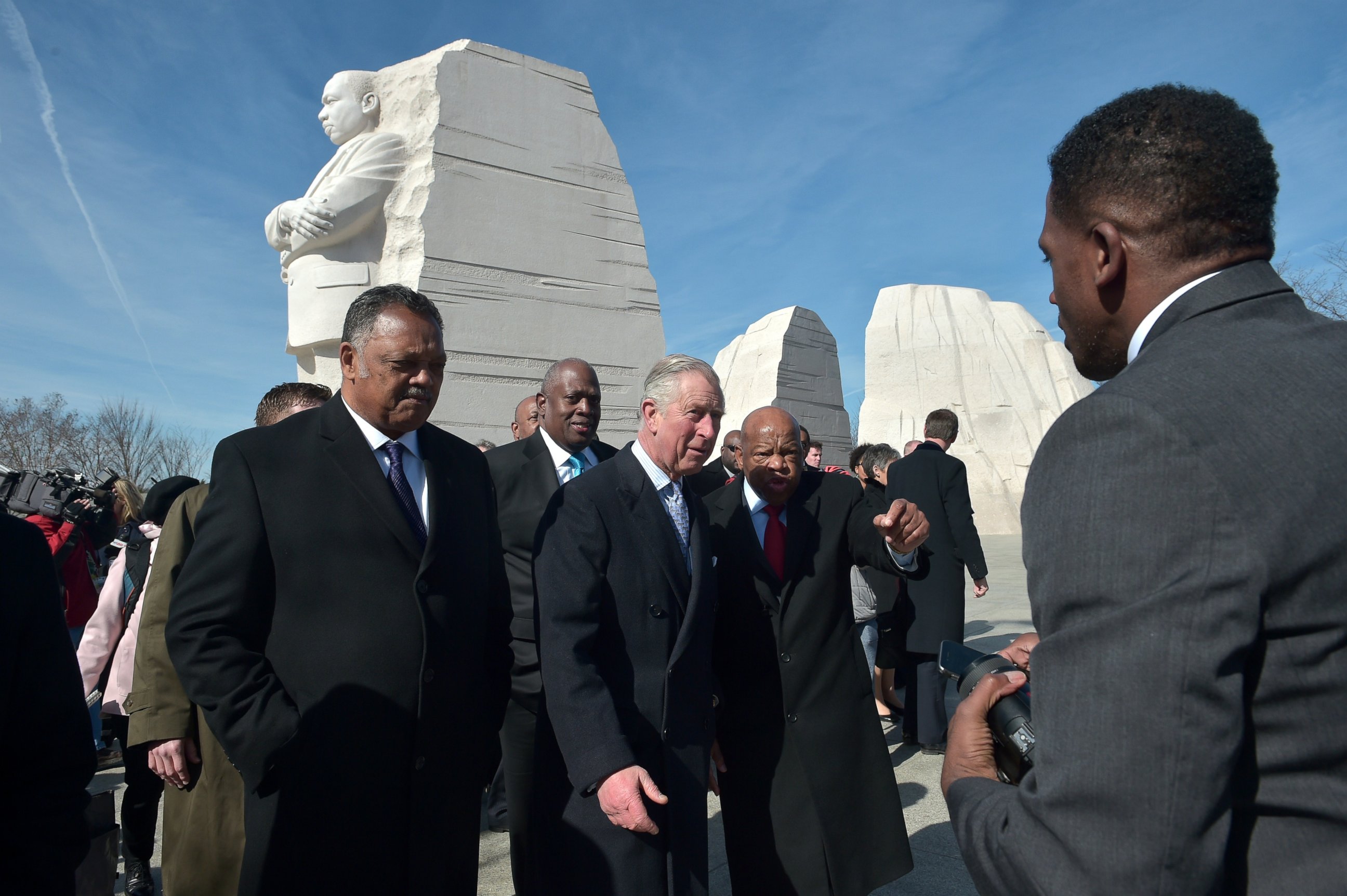 PHOTO: Britain's Prince Charles and Reverend Jesse Jackson visit the Martin Luther King Memorial, March 18, 2015, in Washington, DC.