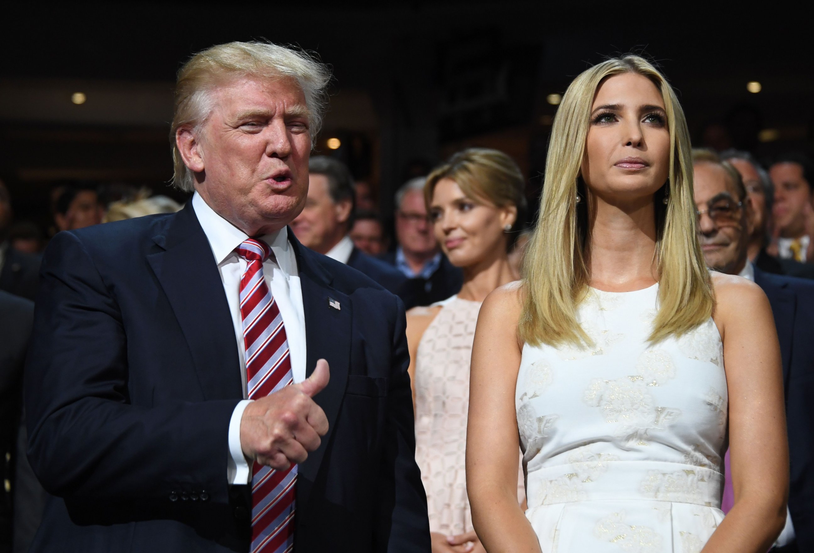 PHOTO: Donald Trump arrives with daughter Ivanka at the Republican National Convention in Cleveland, Ohio,  July 20, 2016. 
