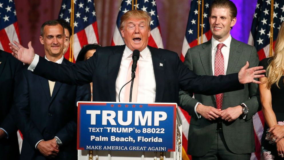 Republican presidential candidate Donald Trump addresses the media following victory in the Florida state primary on March 15, 2016 in West Palm Beach, Florida.