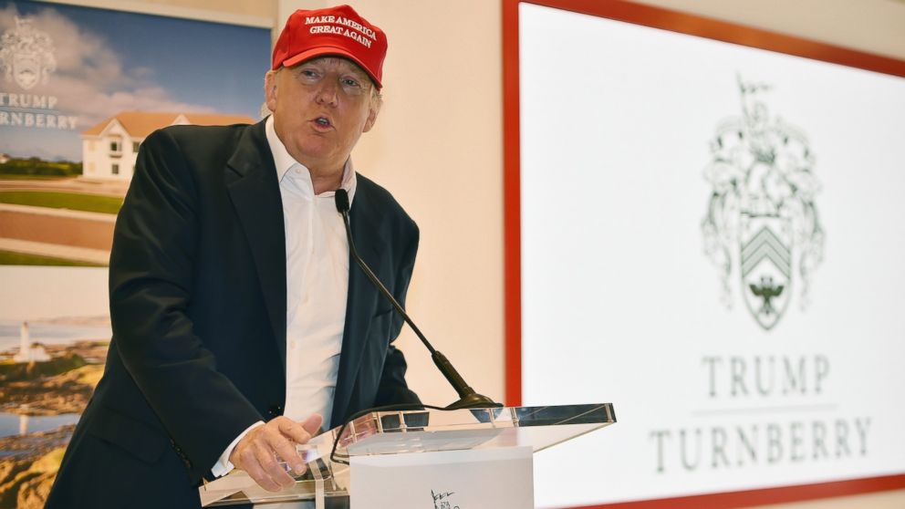 Presidential Candidate Donald Trump visits his Scottish golf course Turnberry, July 30, 2015, in Ayr, Scotland. 