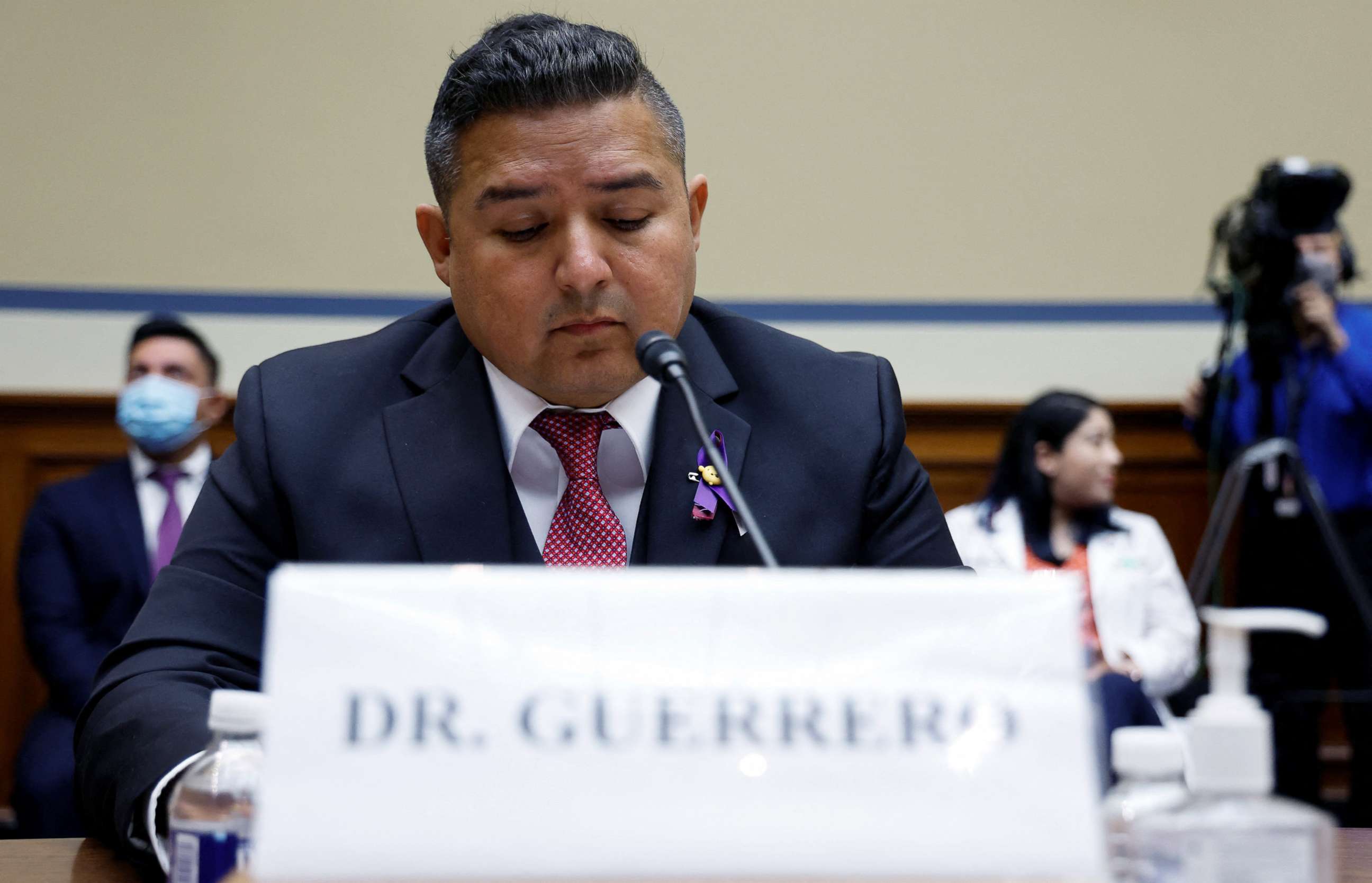 PHOTO: Pediatrician Dr. Roy Guerrero of Uvalde, Texas attends a House Oversight Committee hearing on "The Urgent Need to Address the Gun Violence Epidemic," on Capitol Hill in Washington, D.C., June 8, 2022. 