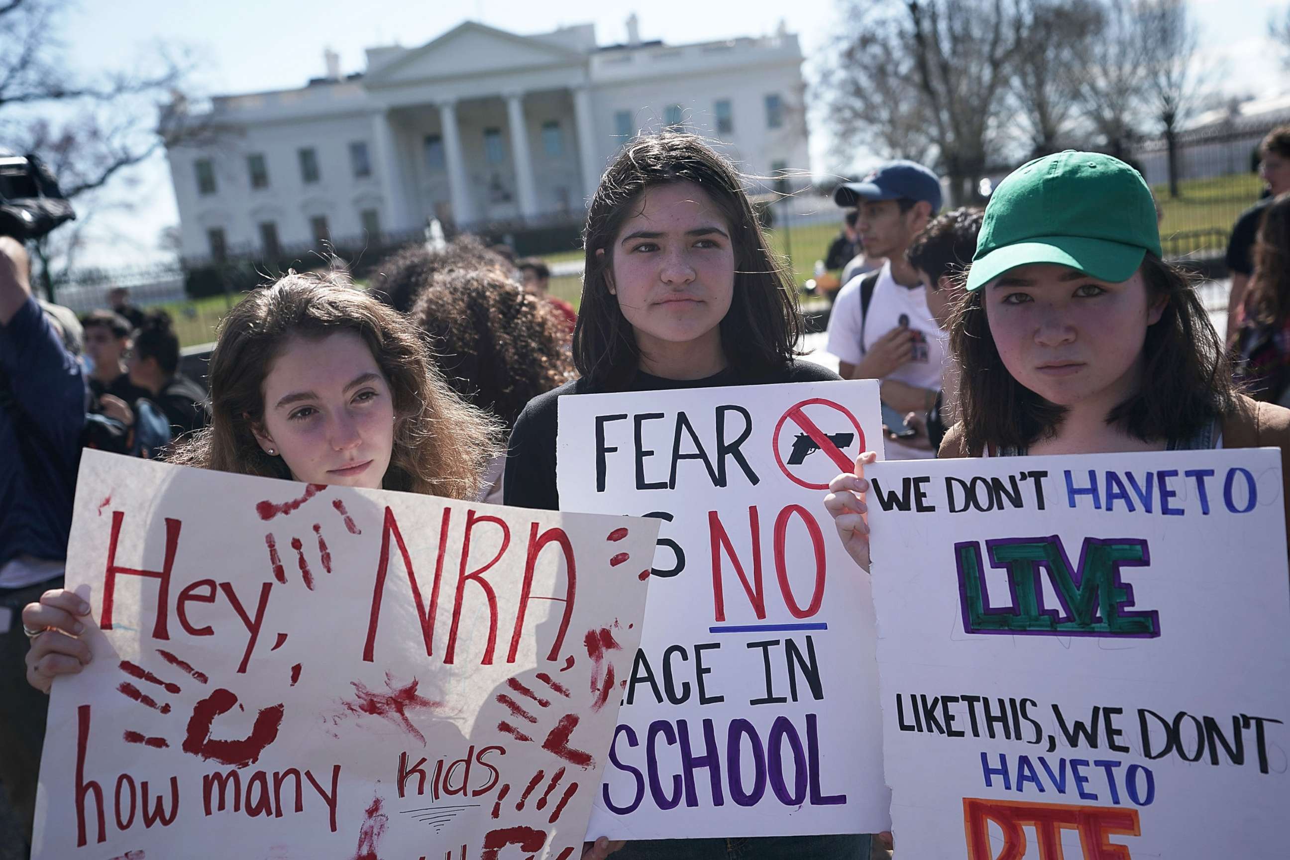 PHOTO: Students participate in a protest against gun violence, Feb. 21, 2018 outside the White House in Washington, D.C.