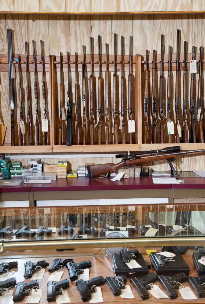 PHOTO: Weapons displayed in gun shop in this undated stock photo.