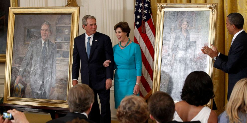 PHOTO: In this May 31, 2012 file photo President Barack Obama applauds former President George W. Bush and former first lady Laura Bush during a ceremony in the East Room of the White House in Washington D., where the Bush's portraits were unveiled. 