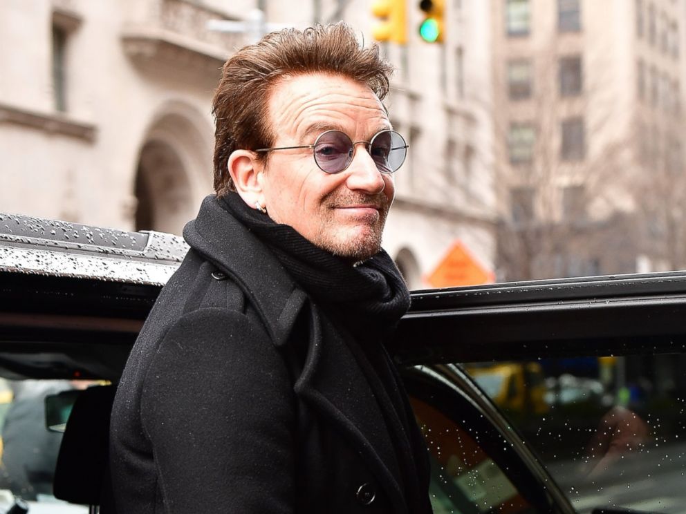 PHOTO: Bono leaves Upland restaurant on March 10, 2017 in New York City.