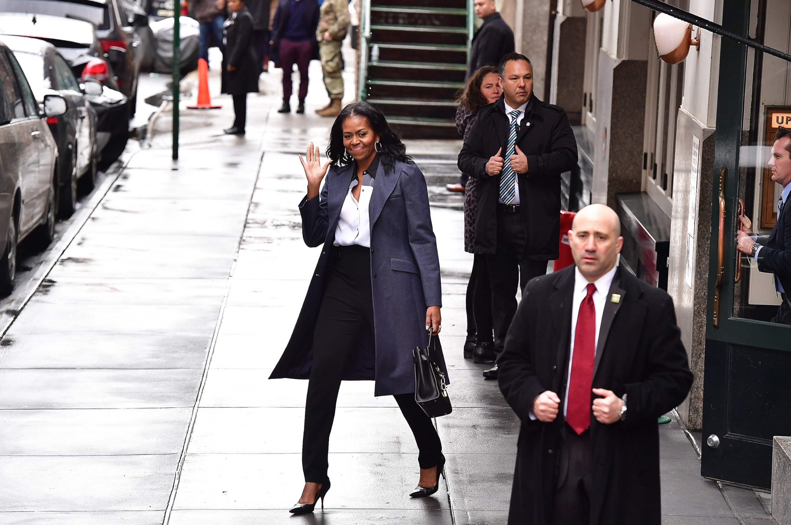 PHOTO: Michelle Obama leaves Upland restaurant on March 10, 2017 in New York City. 