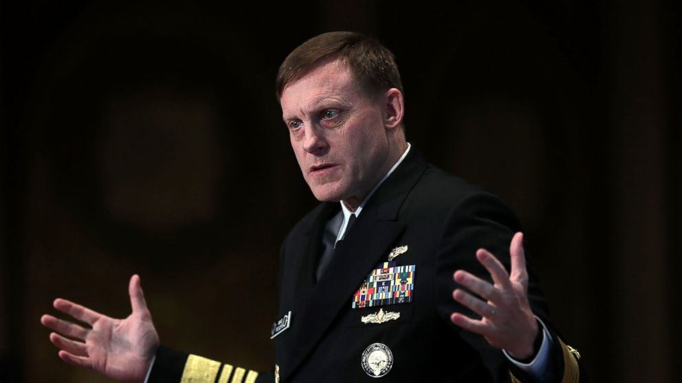 PHOTO: National Security Agency Director Adm. Michael Rogers, commander of U.S. Cyber Command, speaks on cyber security at Georgetown University on April 26, 2016 in Washington, DC.