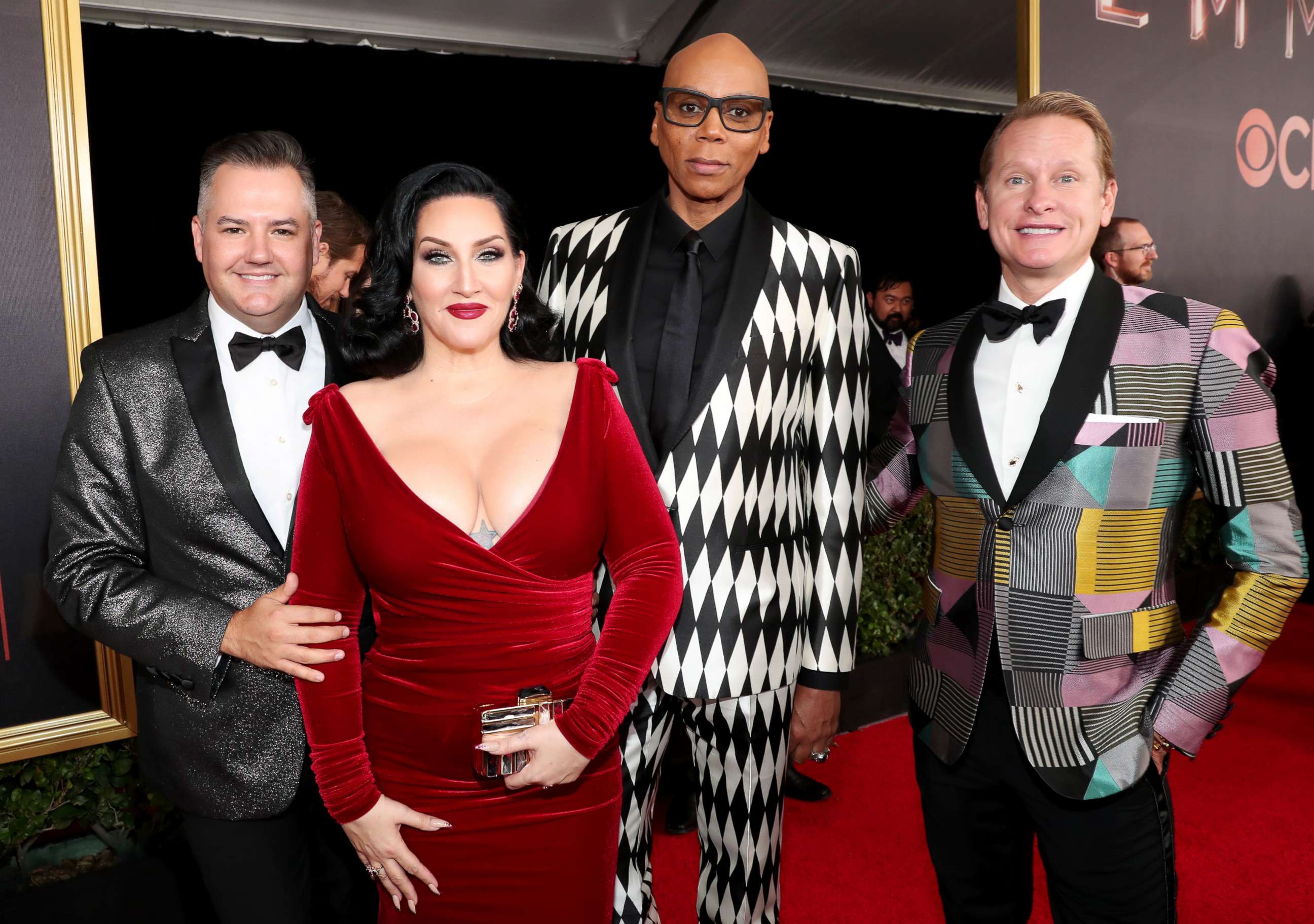 PHOTO: (L-R) TV personalities Ross Mathews, Michelle Visage, RuPaul, and Carson Kressley walk the red carpet during the 69th Annual Primetime Emmy Awards at Microsoft Theater on September 17, 2017 in Los Angeles, California.  