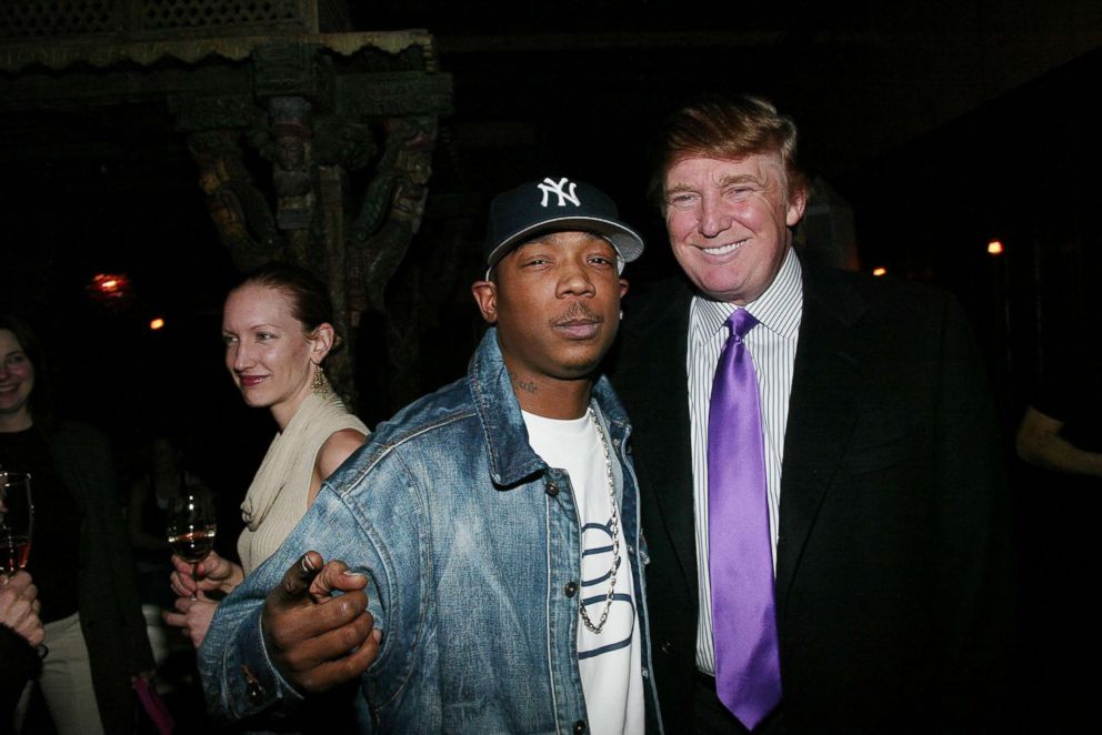 PHOTO: Rapper Ja Rule and Donald Trump attend the launch party for the new photo book, 'Backstage Sexy' at Spice Market February 11, 2003 in New York City.