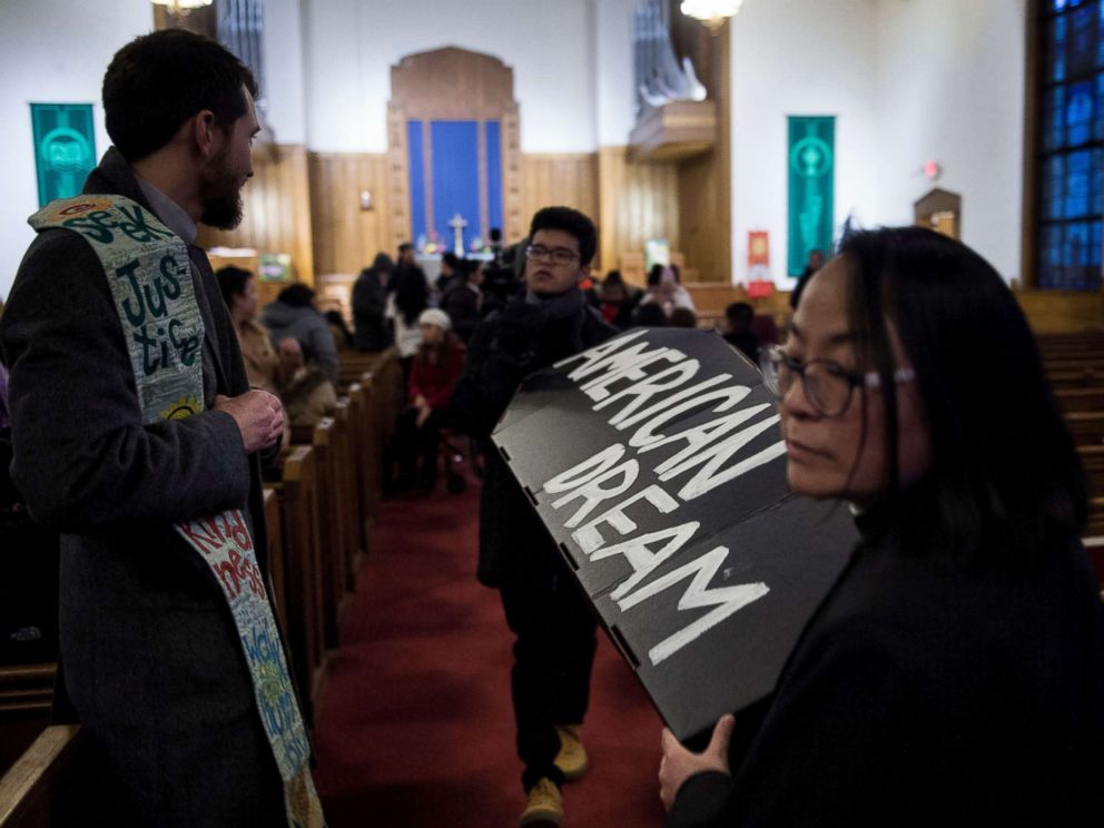 PHOTO: Activists and dreamers protest before US President Donald Trumps State of the Union address on January 30, 2018 in Washington, DC.