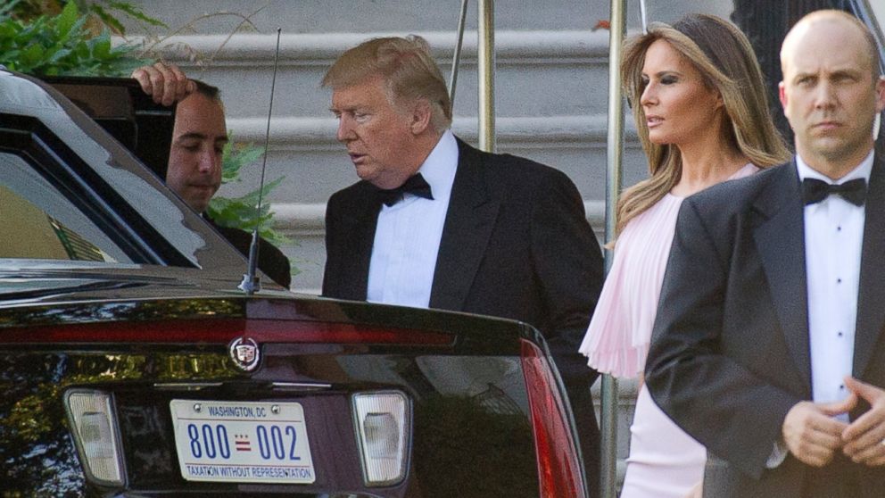 PHOTO: United States President Donald J. Trump and first lady Melania Trump depart the White House in Washington, DC on June 24, 2017. The Trumps left to attend the wedding of US Secretary of the Treasury Steven Mnuchin and Louise Linton. 