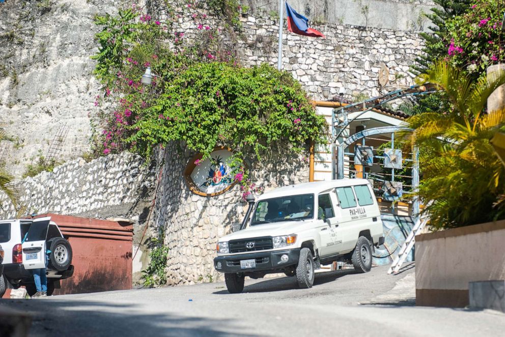 PHOTO: An ambulance near the scene where Haitian President Jovenel Moise was assassinated in Port-au-Prince, Haiti, July 7, 2021.