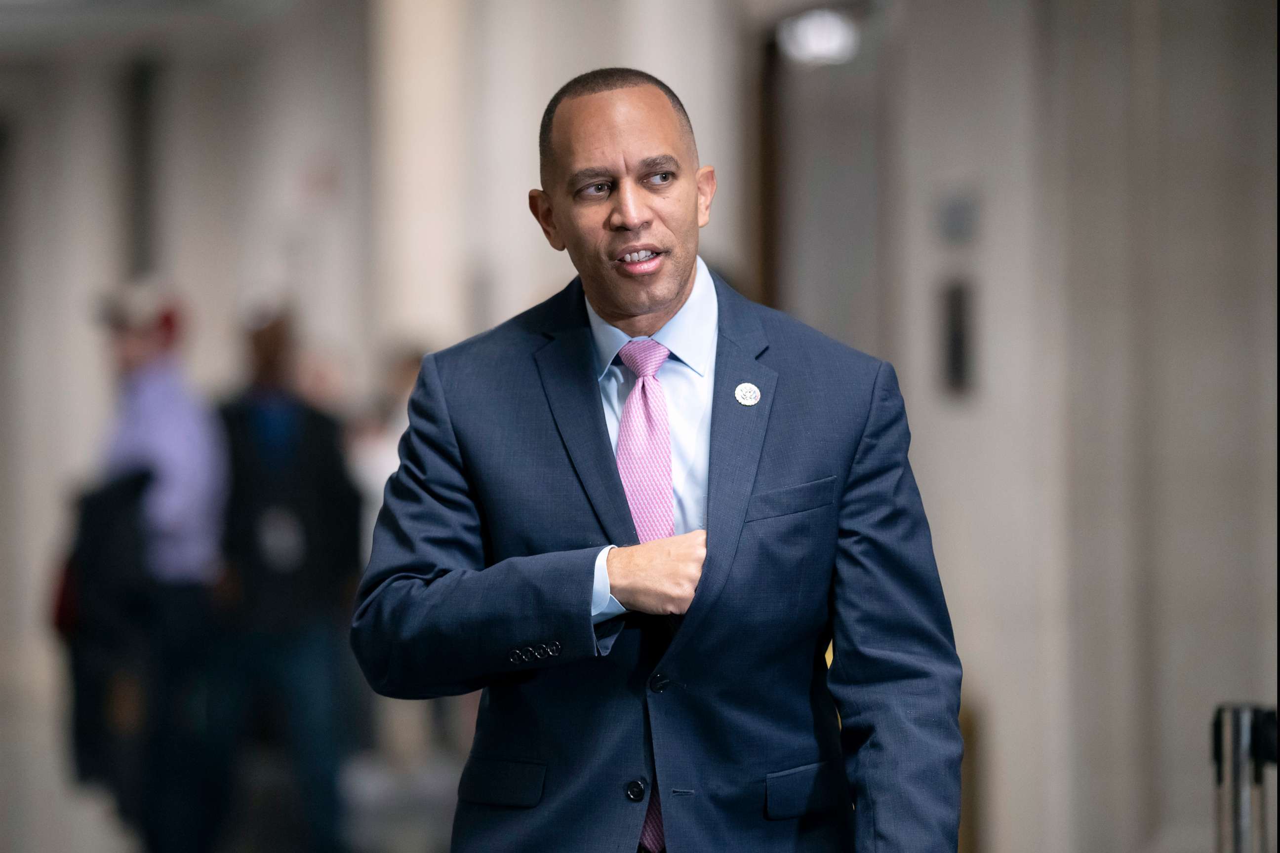 PHOTO: Hakeem Jeffries arrives for leadership elections where he is expected to become the top Democrat in the House when Nancy Pelosi steps down as speaker, at the Capitol in Washington, Nov. 30, 2022.