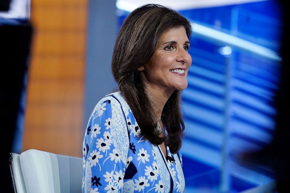 PHOTO: Diplomat and politician, Nikki Haley visits Fox News Channel Studios on April 6, 2022, in New York City.