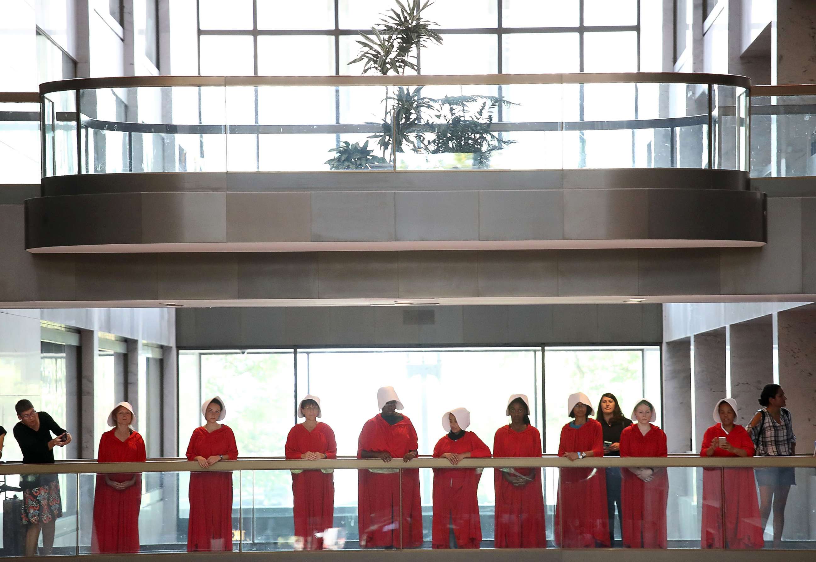 PHOTO: Protesters dressed in The Handmaid's Tale costume, protest outside the hearing room where Supreme Court nominee Judge Brett Kavanaugh will testify before the Senate Judiciary Committee on Capitol Hill, in Washington, Sept. 4, 2018.