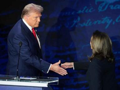 WATCH:  Harris, Trump shake hands after intro