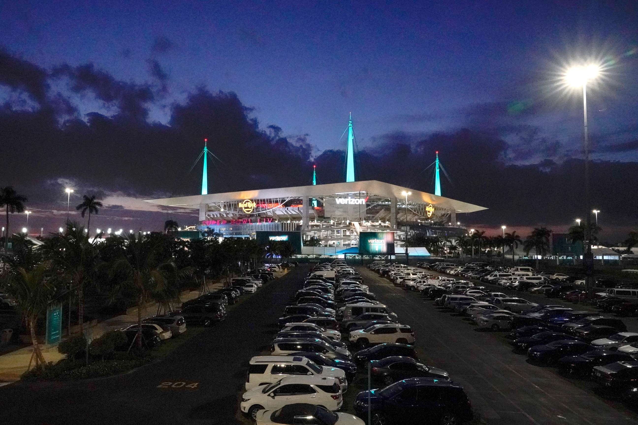 PHOTO: Hard Rock Stadium, site of the NFL Super Bowl 54 football game between the Kansas City Chiefs and the San Francisco 49ers, Jan. 30, 2020, in Miami Gardens, Fla.
