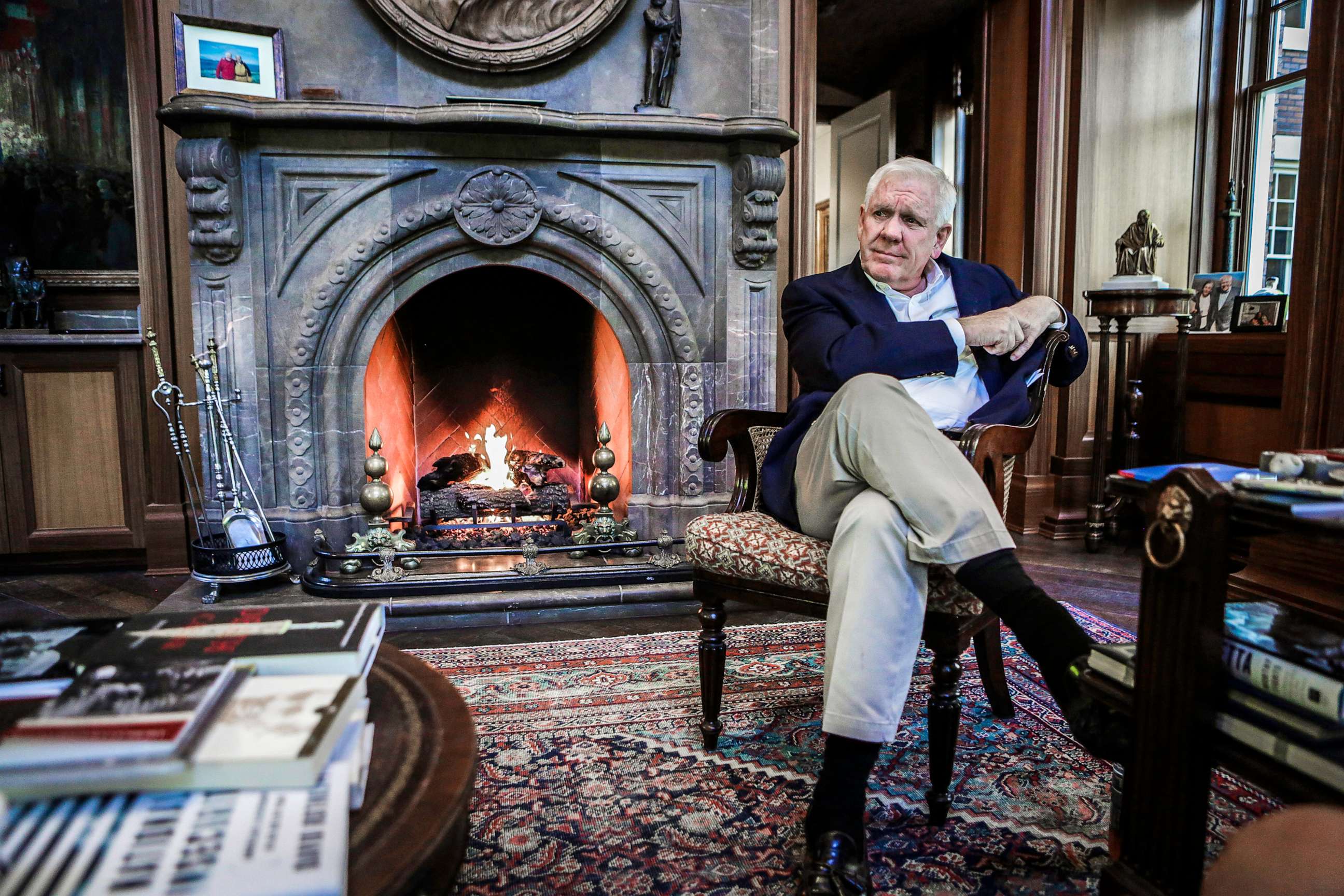 PHOTO: Harlan Crow, chairman and chief executive officer of Crow Holdings LLC, sits for a photograph at the Old Parkland estate offices in Dallas, Texas, Oct. 2, 2015.