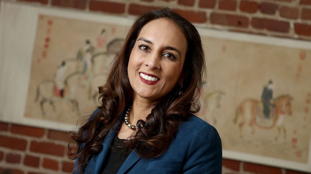 PHOTO: FILE - Attorney Harmeet Dhillon California's national committeewoman for the Republican National Committee poses for a photograph at her office in San Francisco, Calif., Sept. 20, 2017.