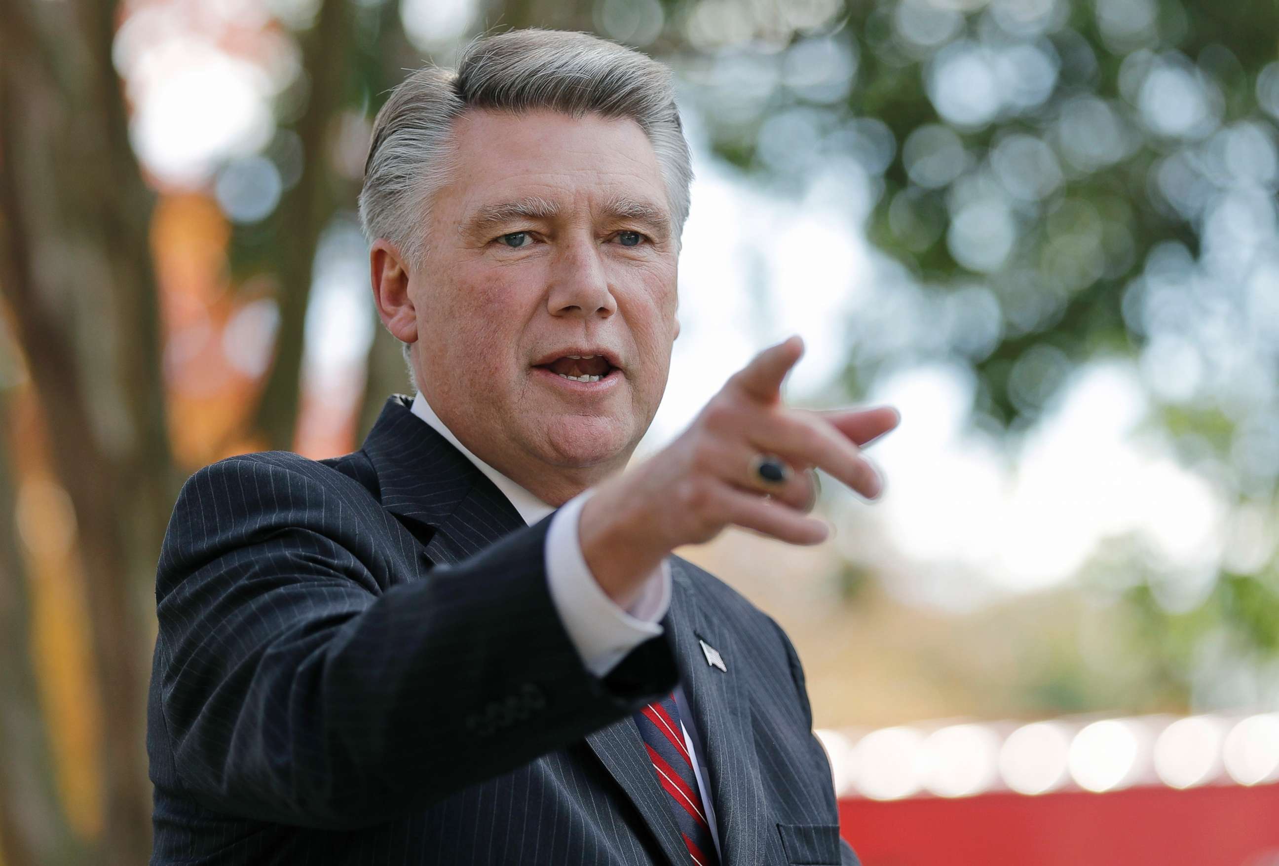 PHOTO: Mark Harris speaks to the media during a news conference in Matthews, N.C., Nov. 7, 2018. 