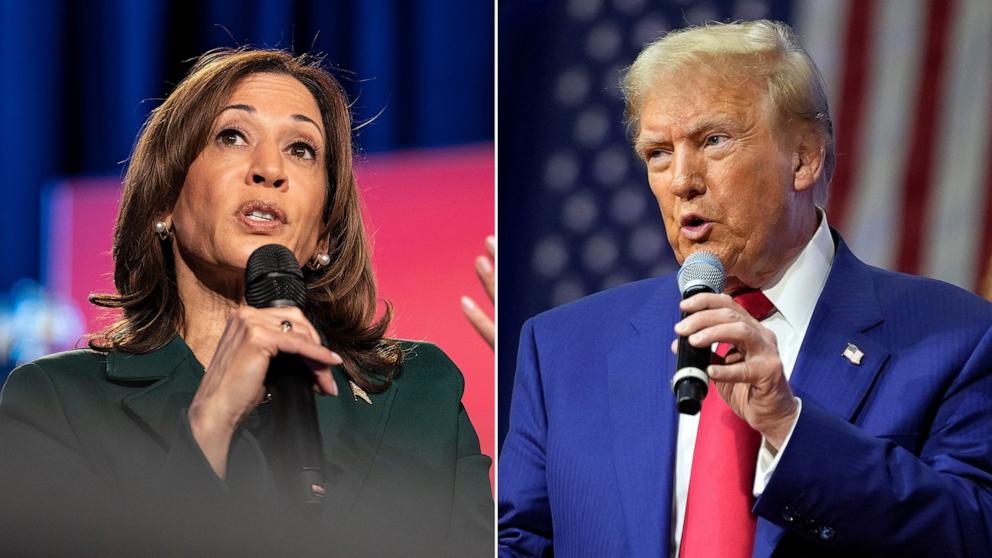 PHOTO: Democratic presidential nominee, Vice President Kamala Harris and Republican presidential nominee, former President Donald Trump.