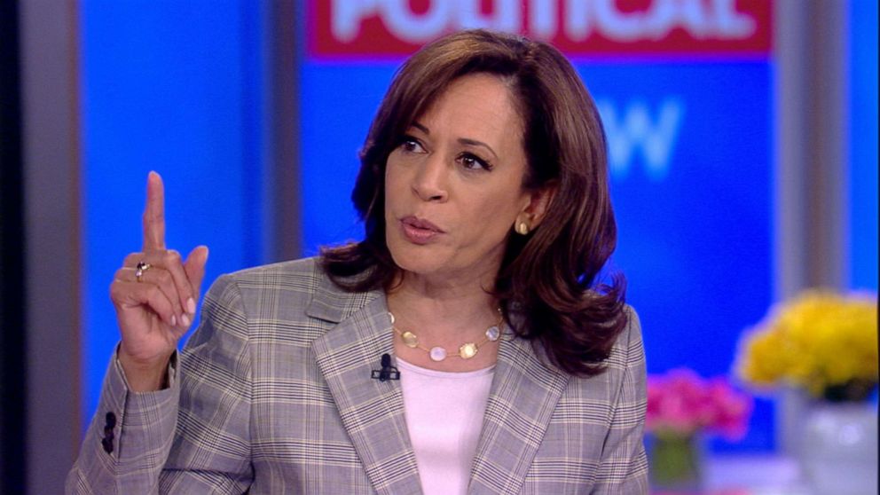 Democratic presidential candidate and Senator Kamala Harris, center right, makes an appearance on ABC's "The View," July 12, 2019.
