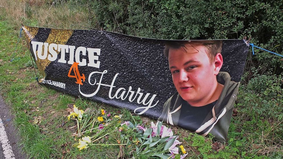 PHOTO: RAF Croughton airbase where Harry Dunn died on Aug. 27 when riding his motorcycle from his home, in Northamptonshire, Britain a memorial is seen on Oct. 15, 2019.
