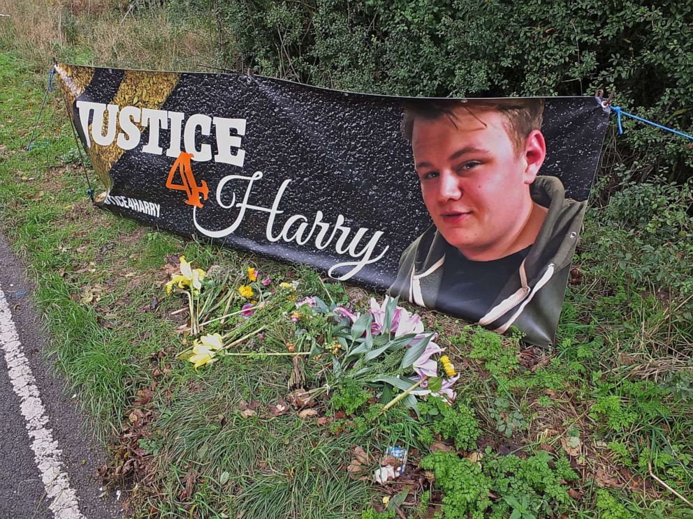 PHOTO: RAF Croughton airbase where Harry Dunn died on Aug. 27 when riding his motorcycle from his home, in Northamptonshire, Britain a memorial is seen on Oct. 15, 2019.