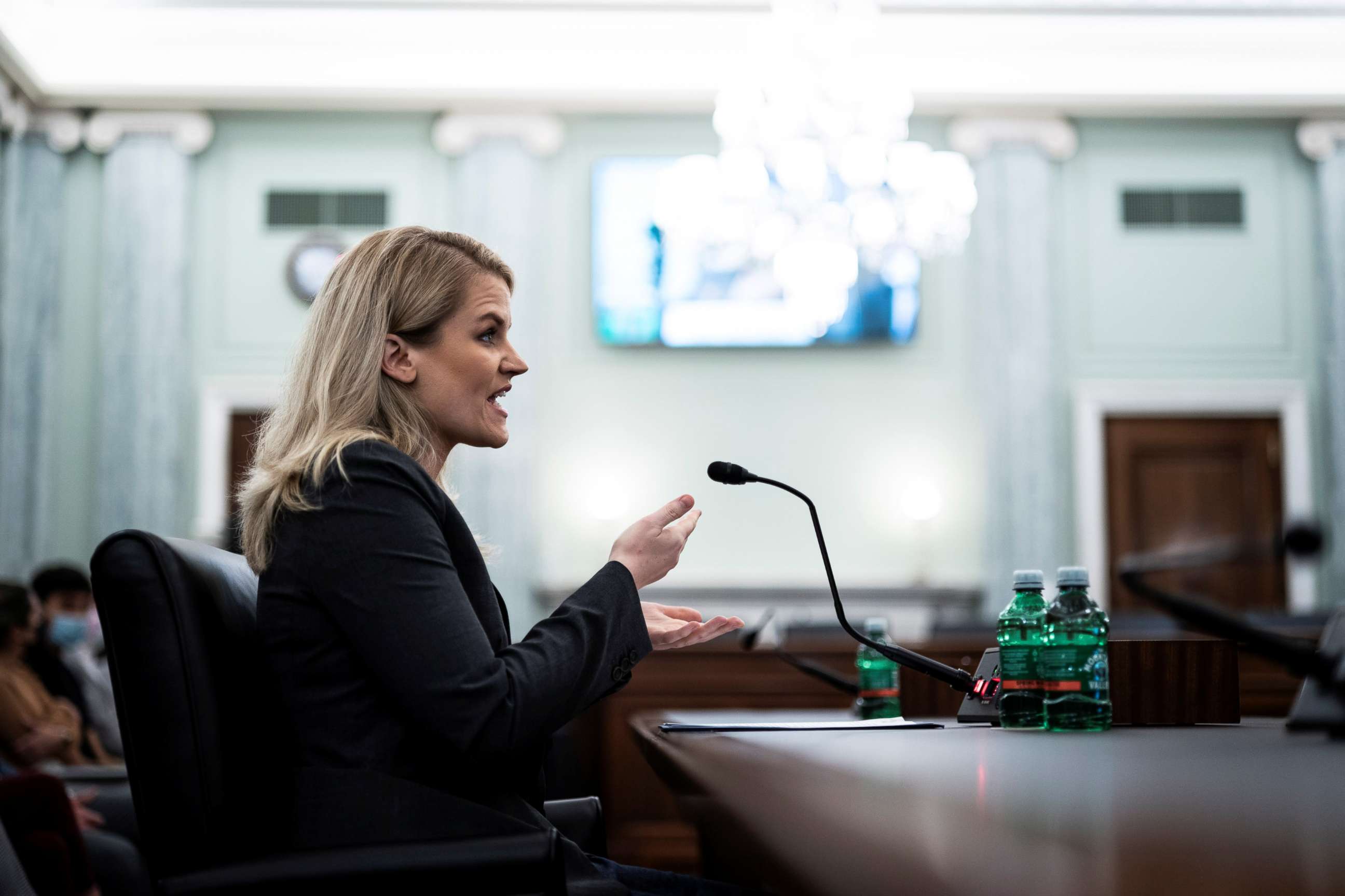 PHOTO: Former Facebook employee and whistleblower Frances Haugen testifies during a Senate Committee on Capitol Hill, in Washington, Oct. 5, 2021.