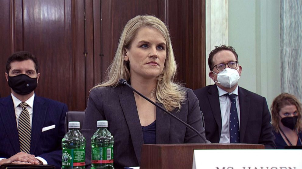 PHOTO: Frances Haugen, former Facebook employee turned whistleblower, arrives to testify on Facebook's practices, on Capitol Hill, Oct. 5, 2021, in Washington, D.C.