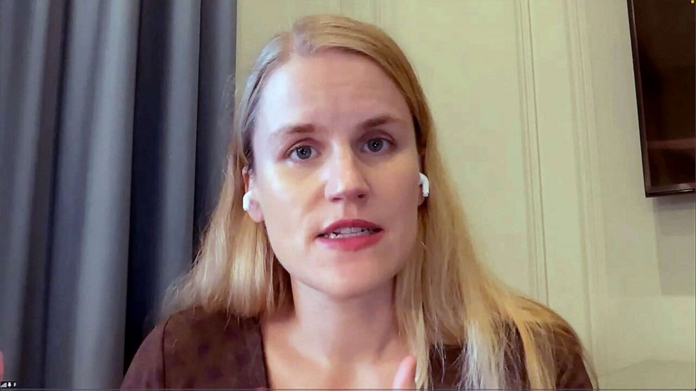 PHOTO: Frances Haugen, a former Facebook insider and algorithm specialist, testified before Congress as a whistleblower in 2021 to expose what she alleged was the social media company's failure to address known dangers from its platform.