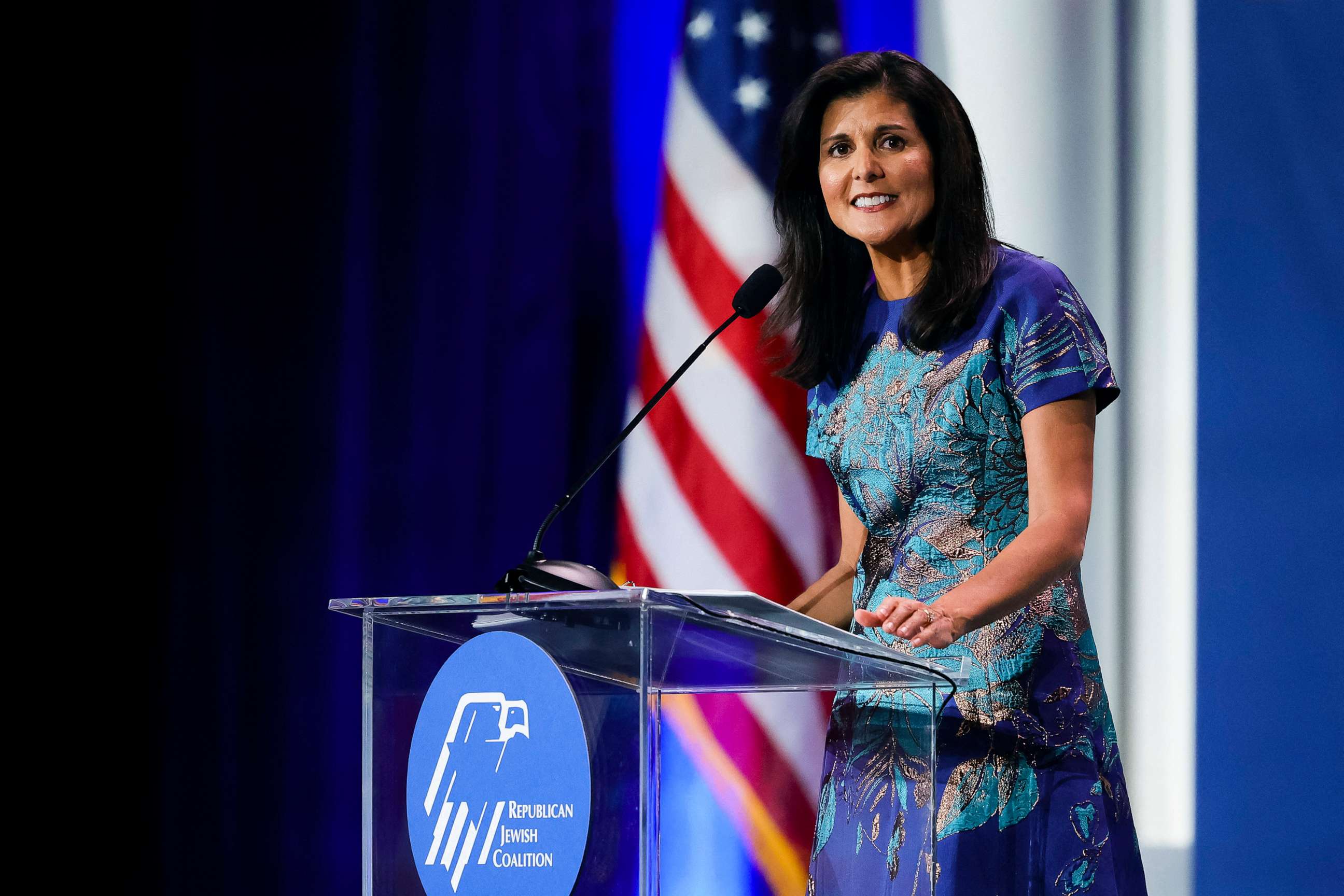 PHOTO: Former South Carolina Republican Governor Nikki Haley speaks at the Republican Jewish Coalition Annual Leadership Meeting in Las Vegas, Nov. 19, 2022.