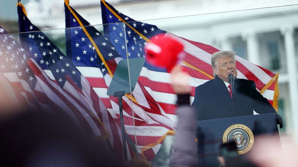 PHOTO: President Donald Trump speaks to supporters from The Ellipse near the White House, Jan. 6, 2021.