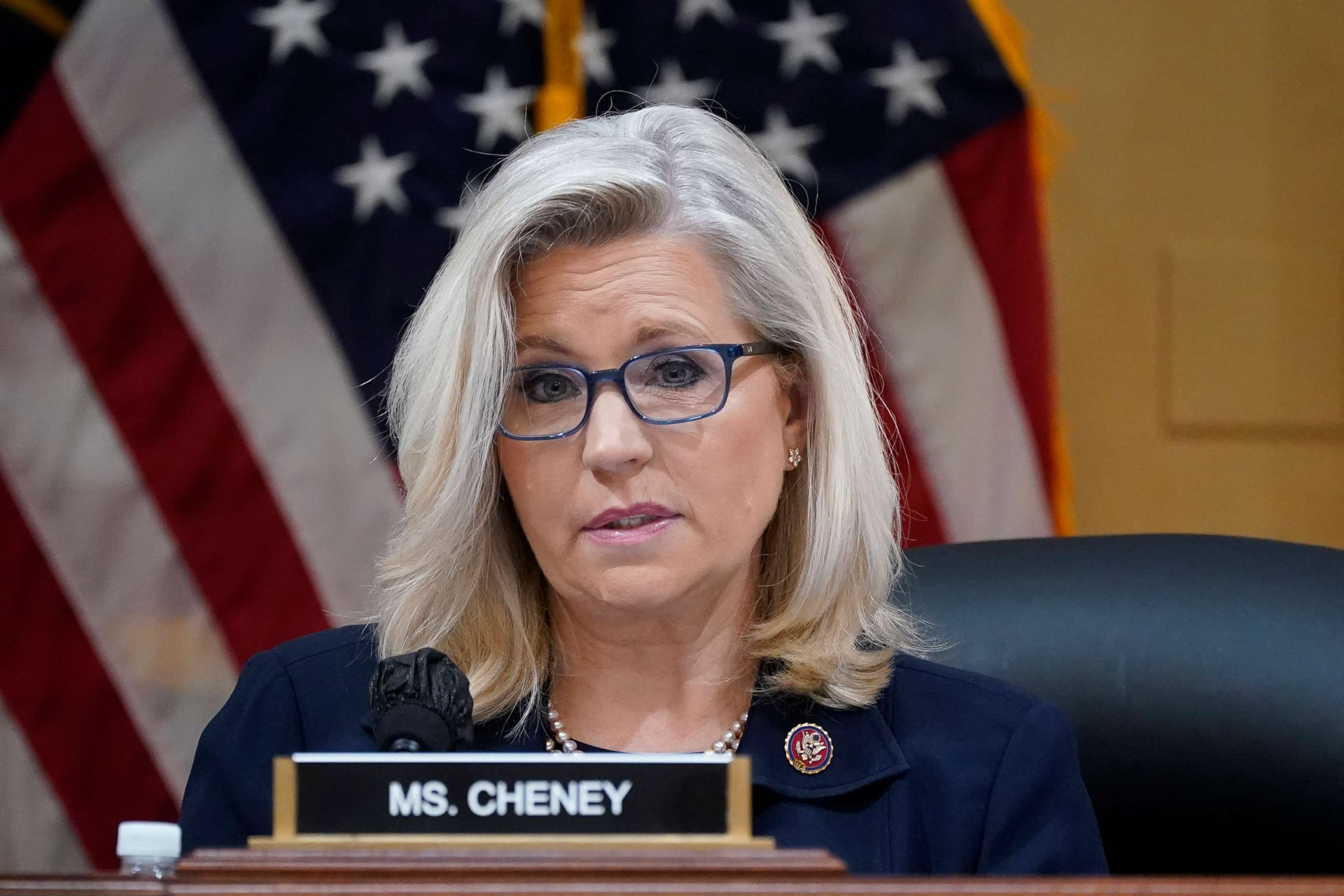 PHOTO: Vice Chair Liz Cheney speaks as the House select committee investigating the Jan. 6 attack on the Capitol holds a hearing at the Capitol, June 28, 2022. 