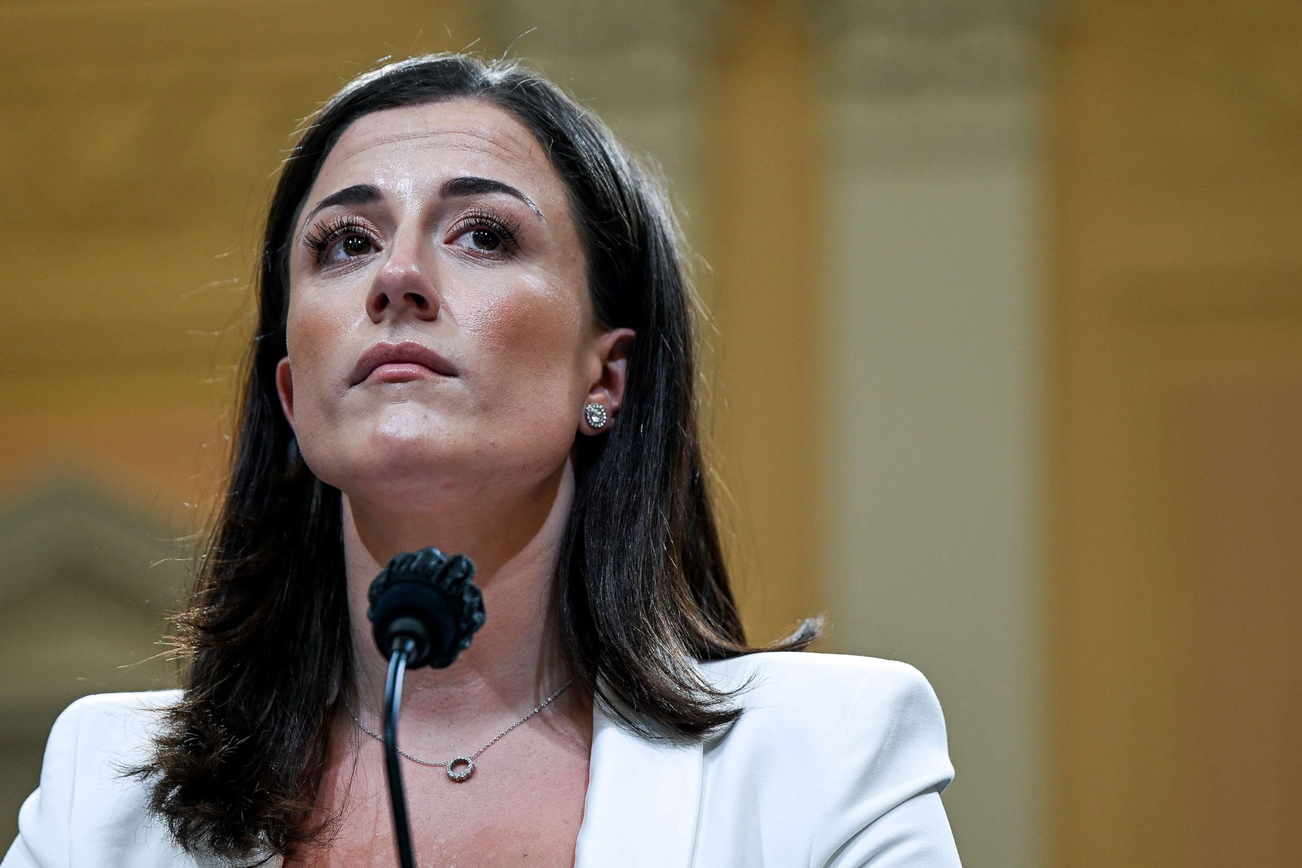 PHOTO: Cassidy Hutchinson, a top former aide to Trump White House Chief of Staff Mark Meadows, testifies during the sixth hearing by the House Select Committee on the January 6th insurrection, June 28, 2022.