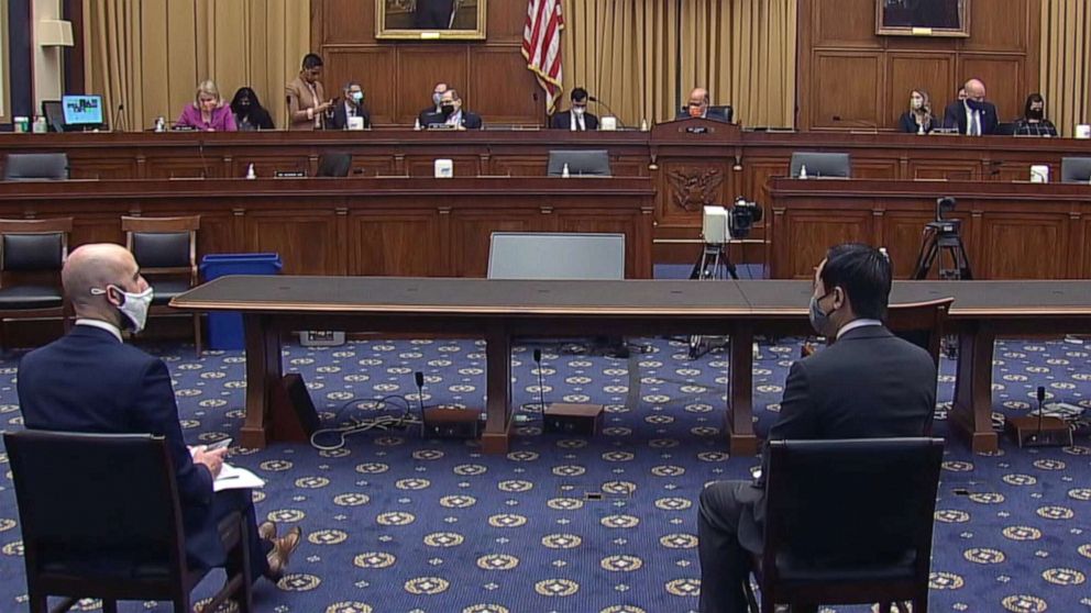 PHOTO: The House Judiciary hearing on violence against Asian Americans is held with some  participants connecting remotely, March 18, 2021, on Capitol Hill in Washington, D.C.