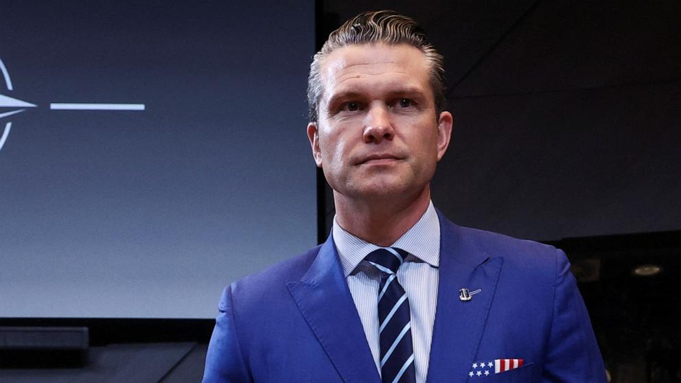 PHOTO: U.S. Defense Secretary Pete Hegseth attends a NATO Defence Ministers meeting at the Alliance's headquarters in Brussels, Feb. 13, 2025.