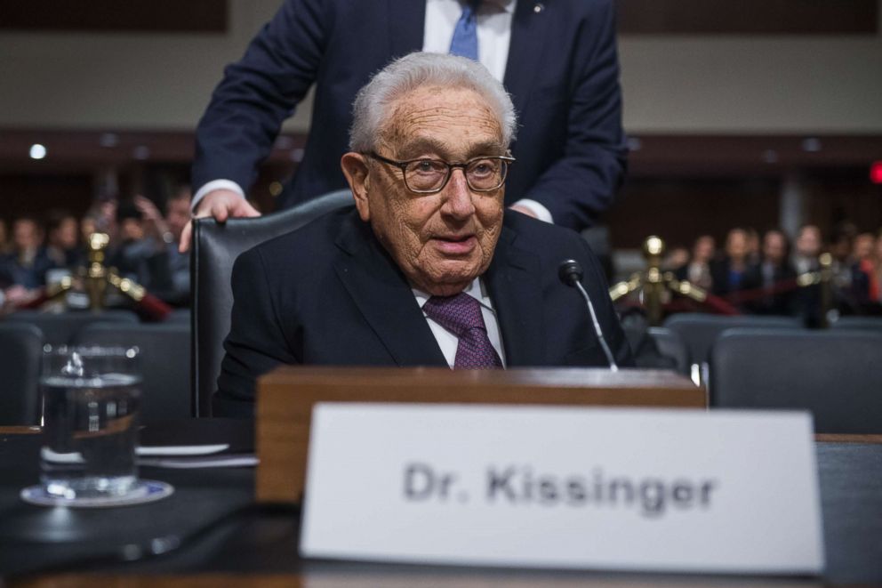 PHOTO: Former Secretary of State Henry Kissinger arrives to testify before a Senate Armed Services Committee hearing titled "Global Challenges and U.S. National Security Strategy," in Dirksen Building, Jan. 25, 2018.