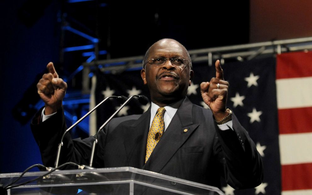 PHOTO: GOP presidential candidate Herman Cain, the former chairman and CEO of Godfather's Pizza, speaks at the Iowa Faith & Freedom Coalition event, March 7, 2011, in Waukee, Iowa. 