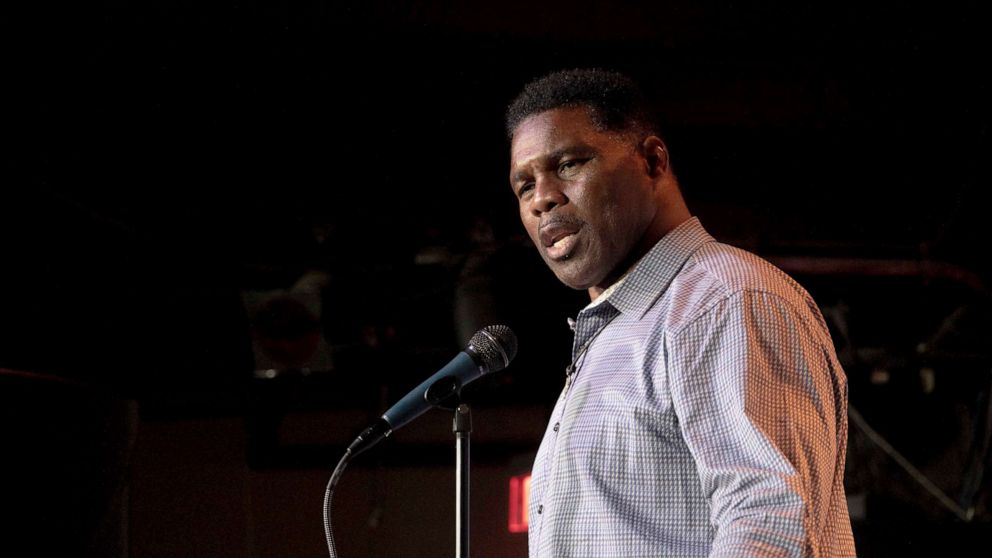 PHOTO: Heisman Trophy winner and Republican candidate for US Senate Herschel Walker speaks at a rally on May 23, 2022 in Athens, Georgia.