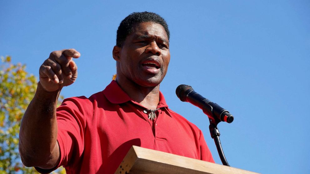 PHOTO: An insect flies over the head of U.S. Senate candidate and former football player Herschel Walker as he speaks at a campaign rally in Columbus, Ga., Oct. 21, 2022.