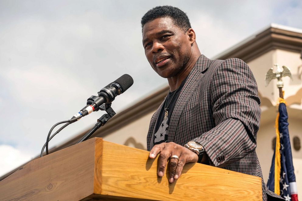 PHOTO: Republican Senate candidate for Georgia, Herschel Walker speaks at a campaign event on Sept. 9, 2022, in Gwinnett, Ga.