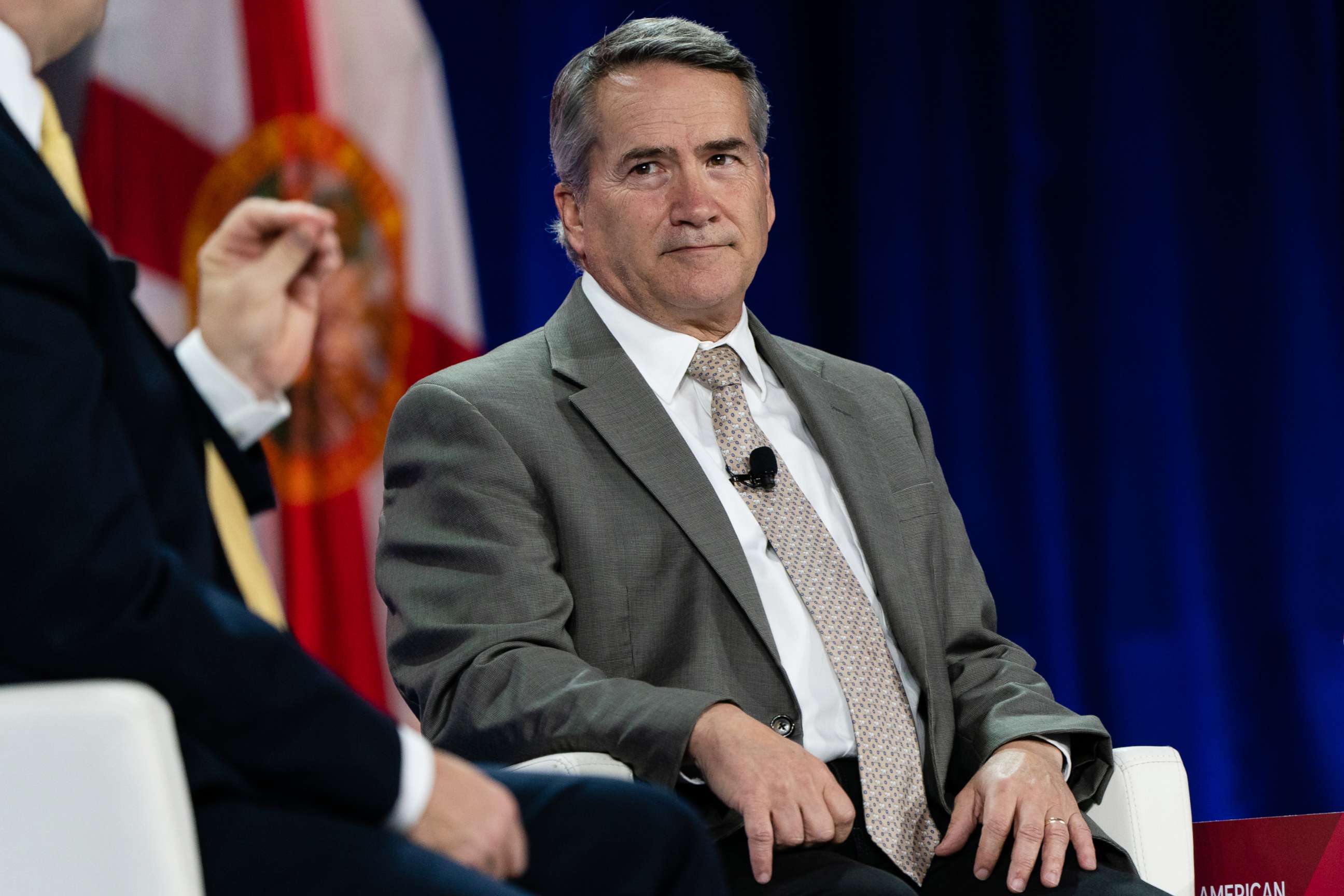 PHOTO: Representative Jody Hice, a Republican from Georgia, listens during a panel at the Conservative Political Action Conference (CPAC) in Orlando, Fla., Feb. 27, 2021.