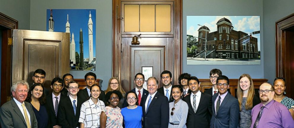 PHOTO: Hightstown High School students meet with Sen. Doug Jones before he introduced the bill to the Senate floor.